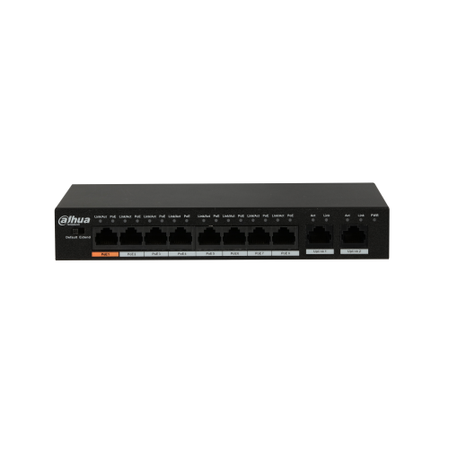 DAHUA PFS3010-8ET-96, 8 Port, MegaBit, PoE 96W, 2 Port GigaBit Uplink, Yönetilemez, Masaüstü Switch