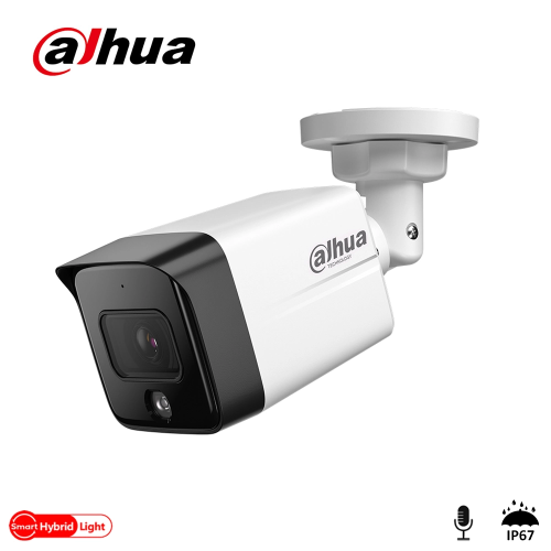DAHUA IPC-HFW1239TC1-SA-IL-0280B, 2Mpix, 2,8mm Lens, SD Kart, Smart Dual Light, H265+, 30Mt Gece Görüşü, Dahili Mikrofon, IP67, PoE Bullet IP Kamera
